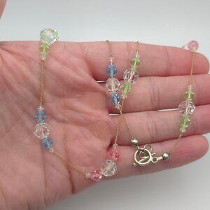 18 Inch 925 Sterling Silver Colorful Crystals Necklace A77